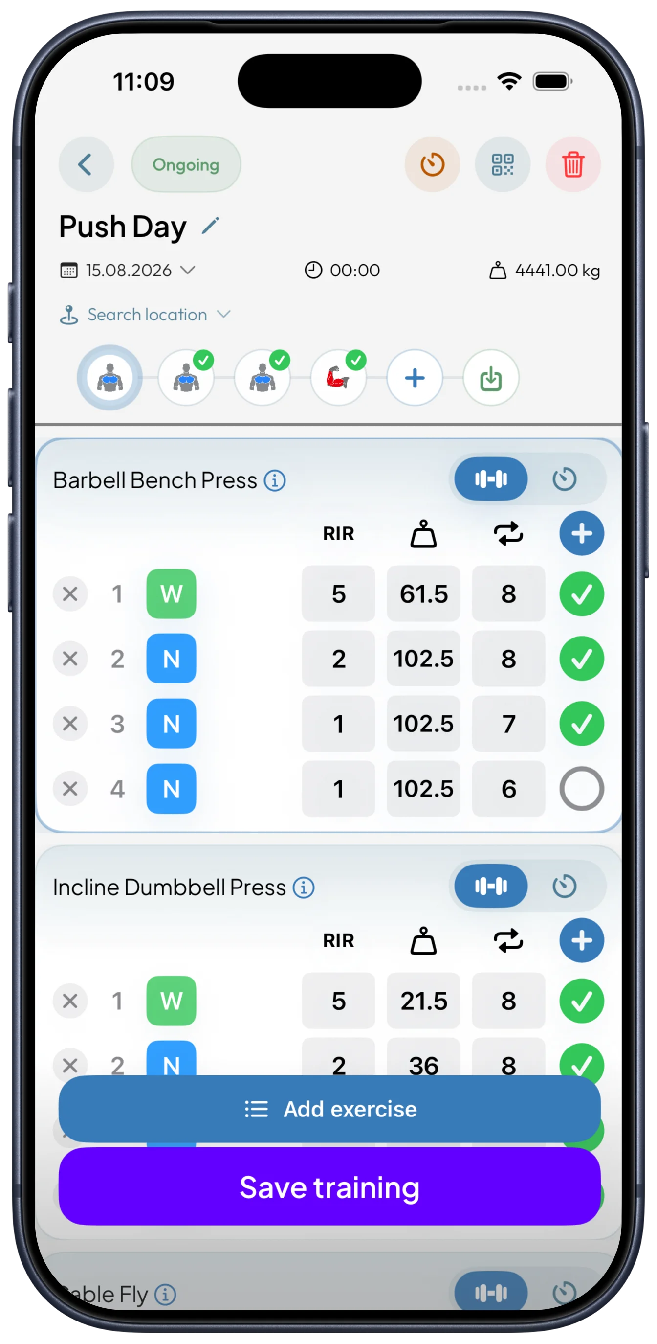 Neues Training in der Tentava App auf einem iPhone